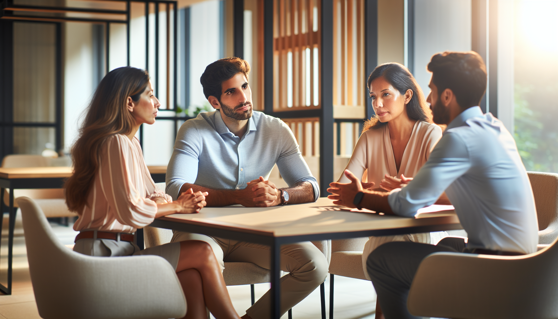Team in gesprek over conflict oplossen op de werkvloer