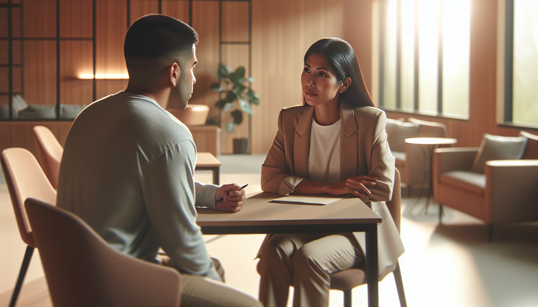 Collega's in gesprek over conflictbemiddeling op de werkvloer