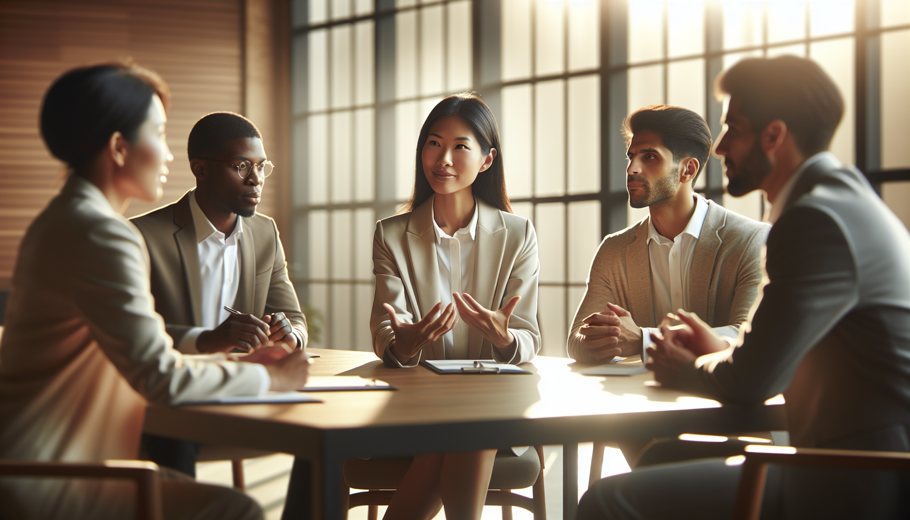 Leidinggevende in gesprek met team over conflict management