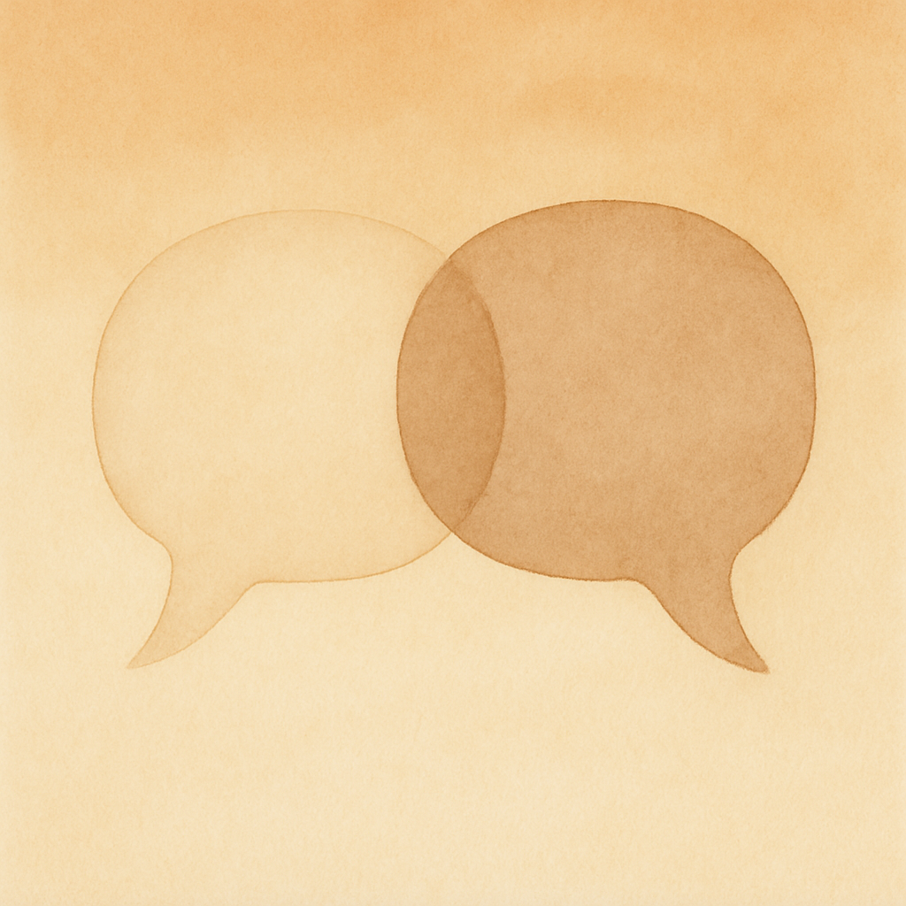 Abstracte illustratie van een gesprek dat op gang komt, symbool voor feedback geven op het werk